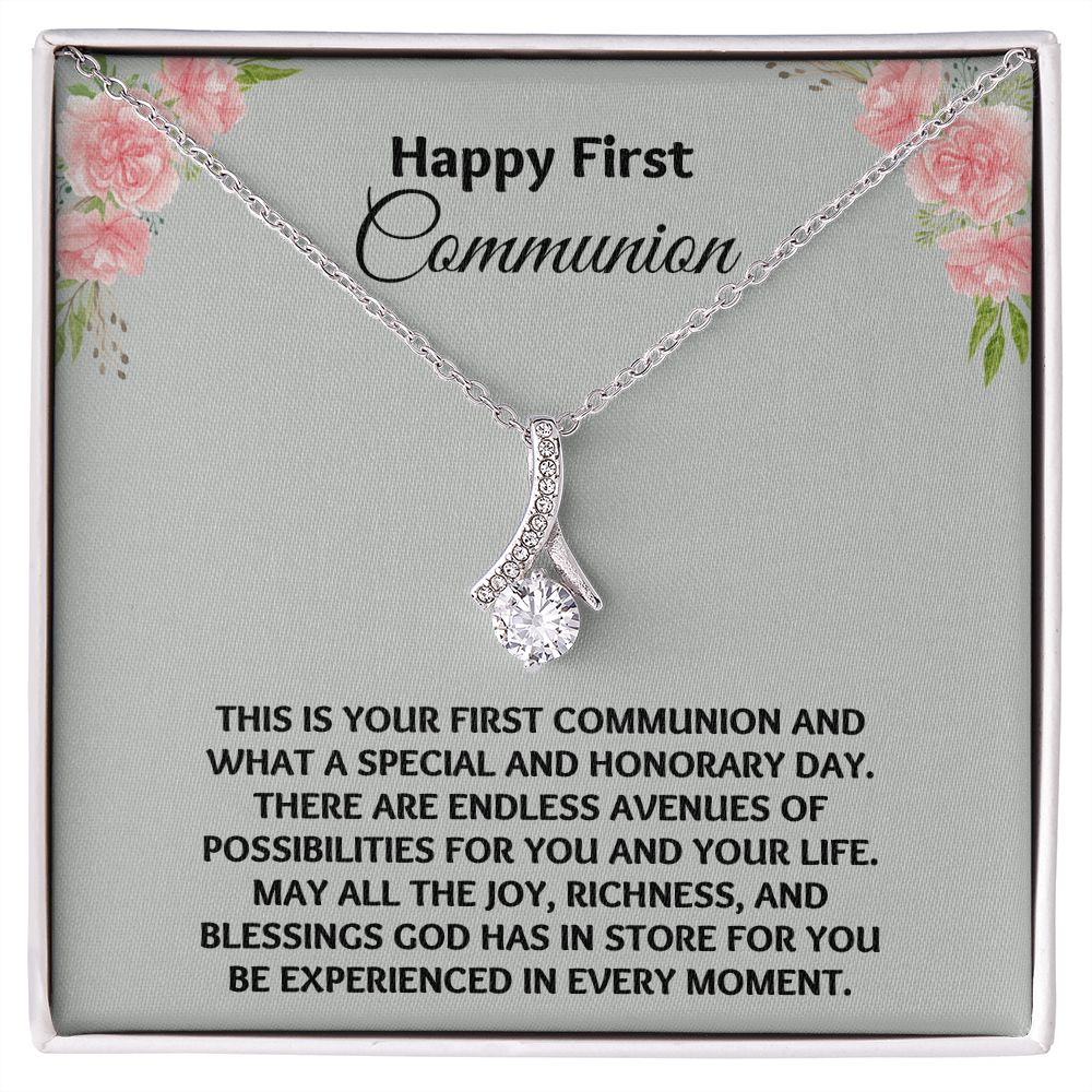 Inspirational First Communion Gifts for Girls Necklace - A Gift She Will Always Remember"