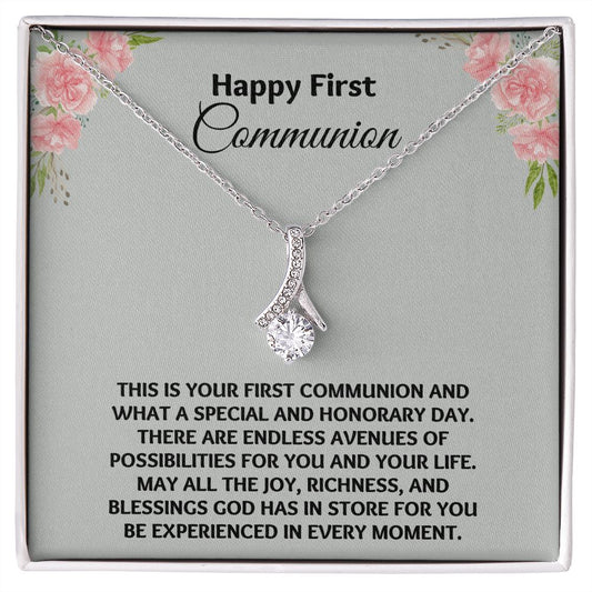 Inspirational First Communion Gifts for Girls Necklace - A Gift She Will Always Remember"