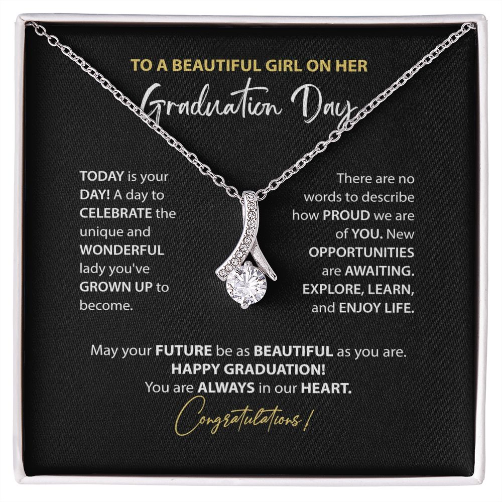 To a Beautiful Girl on Her Graduation Necklace in Gold and Silver, From Grandma, From Aunt, Best Friend, Congratulations Graduation Day ( Customization)