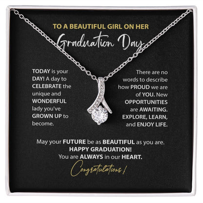 To a Beautiful Girl on Her Graduation Necklace in Gold and Silver, From Grandma, From Aunt, Best Friend, Congratulations Graduation Day ( Customization)
