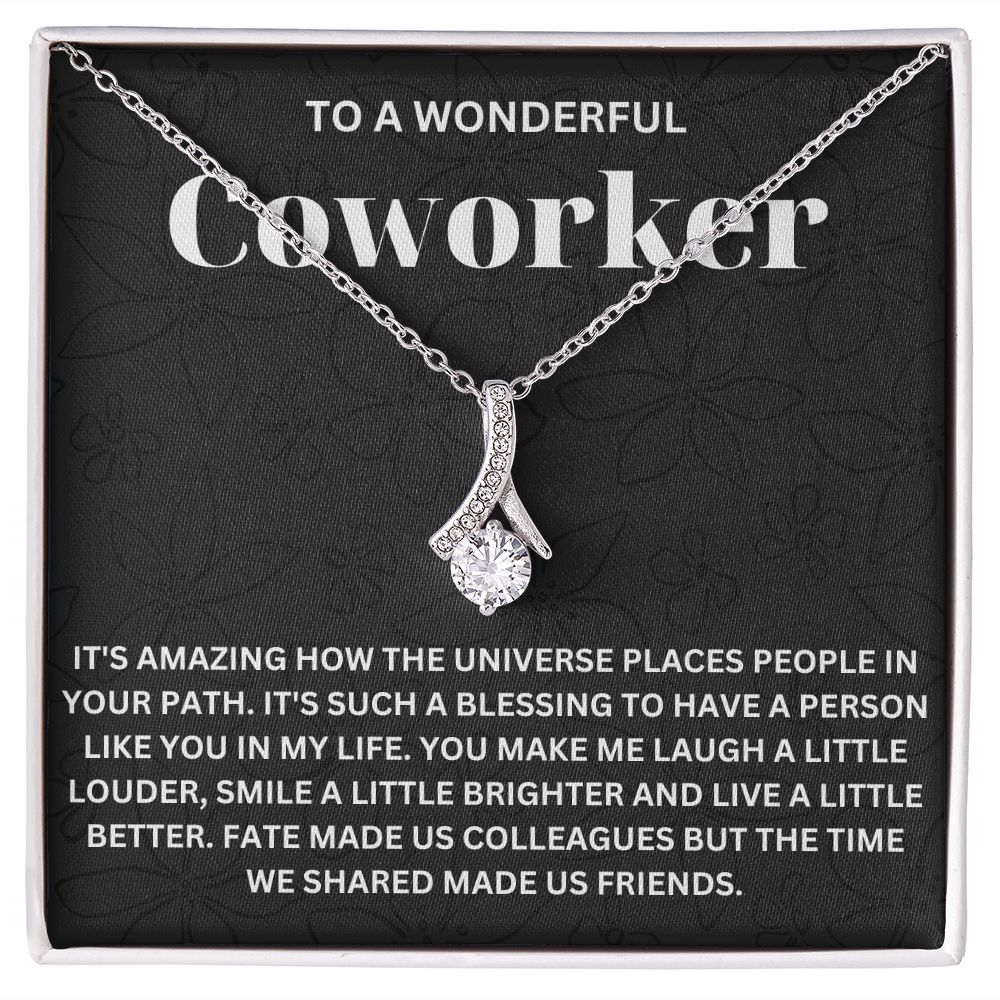 Personalized Coworker Leaving Gift for Women - Engraved Necklace with Meaningful Message