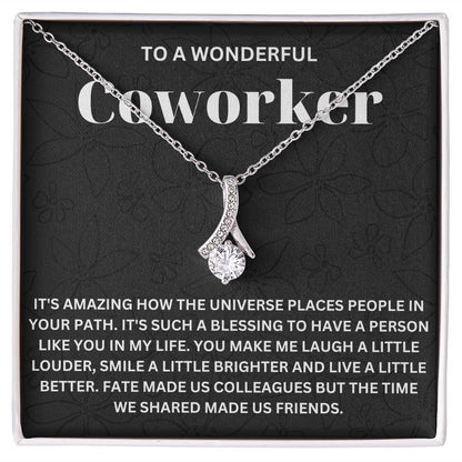 Personalized Coworker Leaving Gift for Women - Engraved Necklace with Meaningful Message