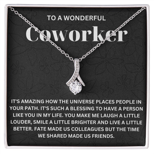 Personalized Coworker Leaving Gift for Women - Engraved Necklace with Meaningful Message
