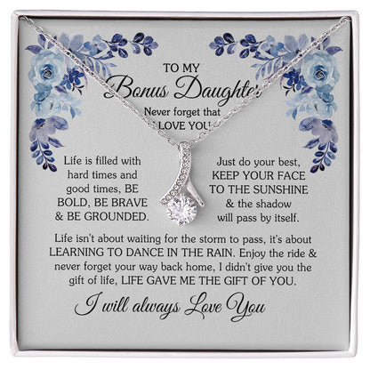To My Bonus Daughter Necklace, Alluring Beauty Necklace, Bonus Daughter Gift 04122