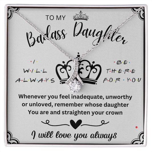 To My Badass Daughter Necklace - Heartfelt Gift for Brave Girls, Badass Daughter Gift, Badass Daughter Jewelry, Badass Daughter Necklace, Daughter Gift From Mom or Dad SNJW23-230215