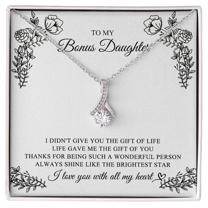To My Bonus Daughter, Bonus Daughter Gift, Alluring Beauty Necklace, 14k White Gold Gift JWSN110762