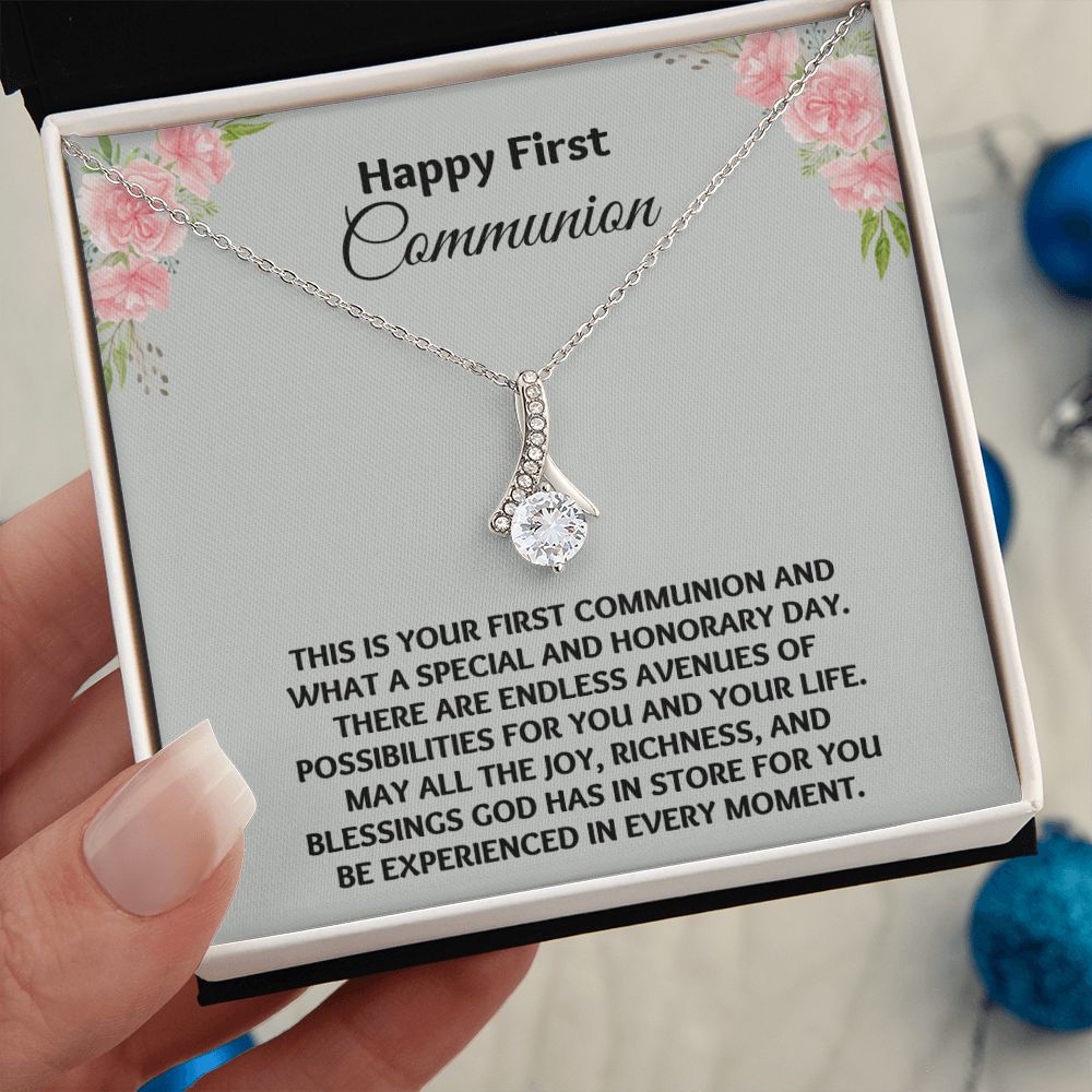 Inspirational First Communion Gifts for Girls Necklace - A Gift She Will Always Remember"