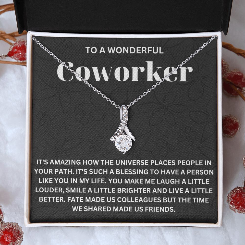 Personalized Coworker Leaving Gift for Women - Engraved Necklace with Meaningful Message