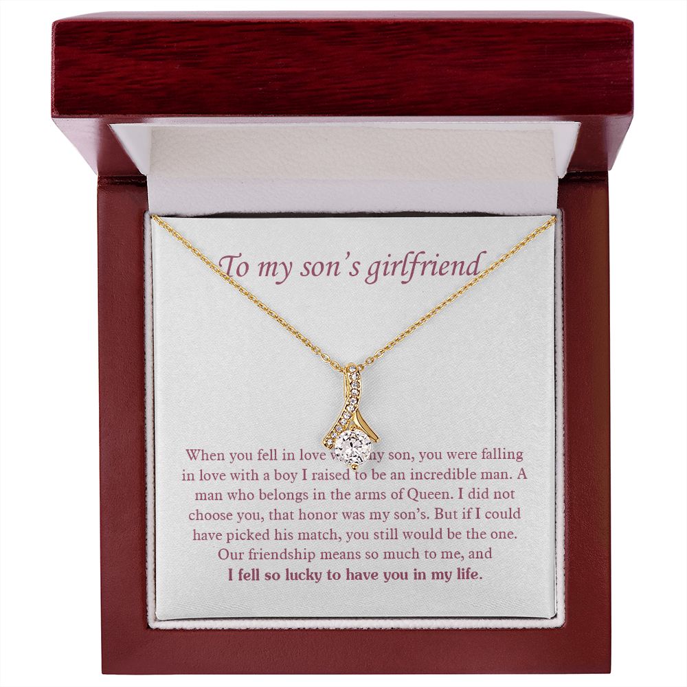 Son's Girlfriend Necklace Gift, Birthday Gift for Sons Girlfriend, Christmas Gift for Sons Girlfriend, To My Son's Girlfriend