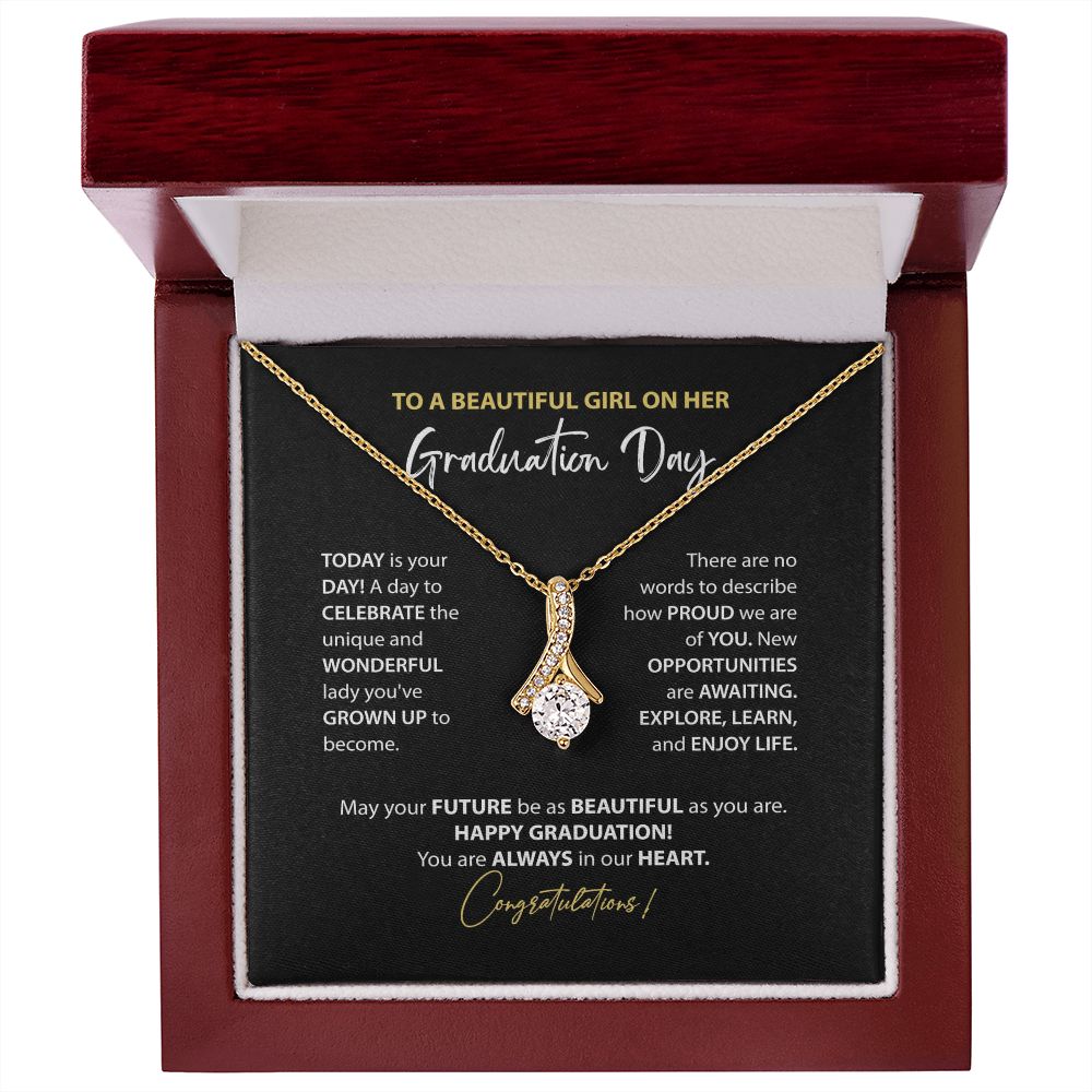 To a Beautiful Girl on Her Graduation Necklace in Gold and Silver, From Grandma, From Aunt, Best Friend, Congratulations Graduation Day ( Customization)