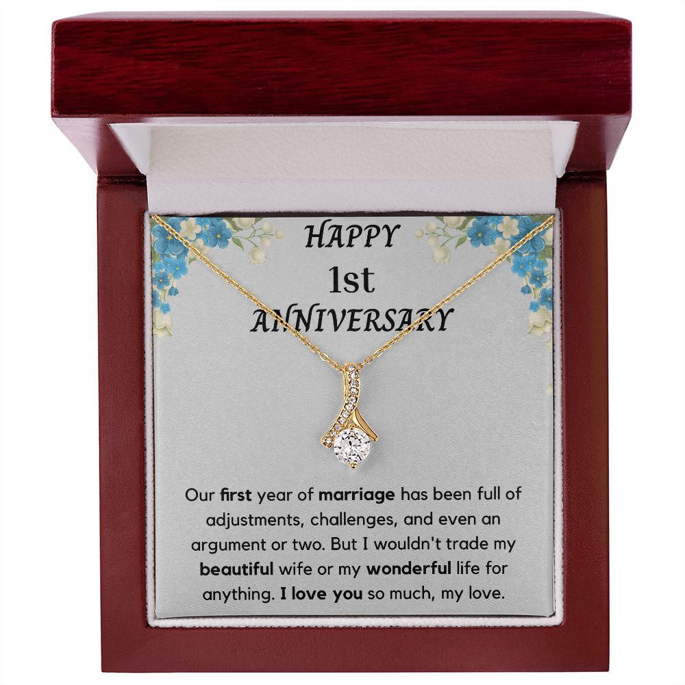 Happy 1st Anniversary - Unique tokens to mark a special occasion, Jewelry Card for Her, Best 1 Year Wedding Anniversary Gift Idea, Gift For Wife from Husband SNJW23-010310