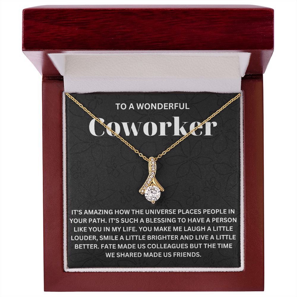 Personalized Coworker Leaving Gift for Women - Engraved Necklace with Meaningful Message
