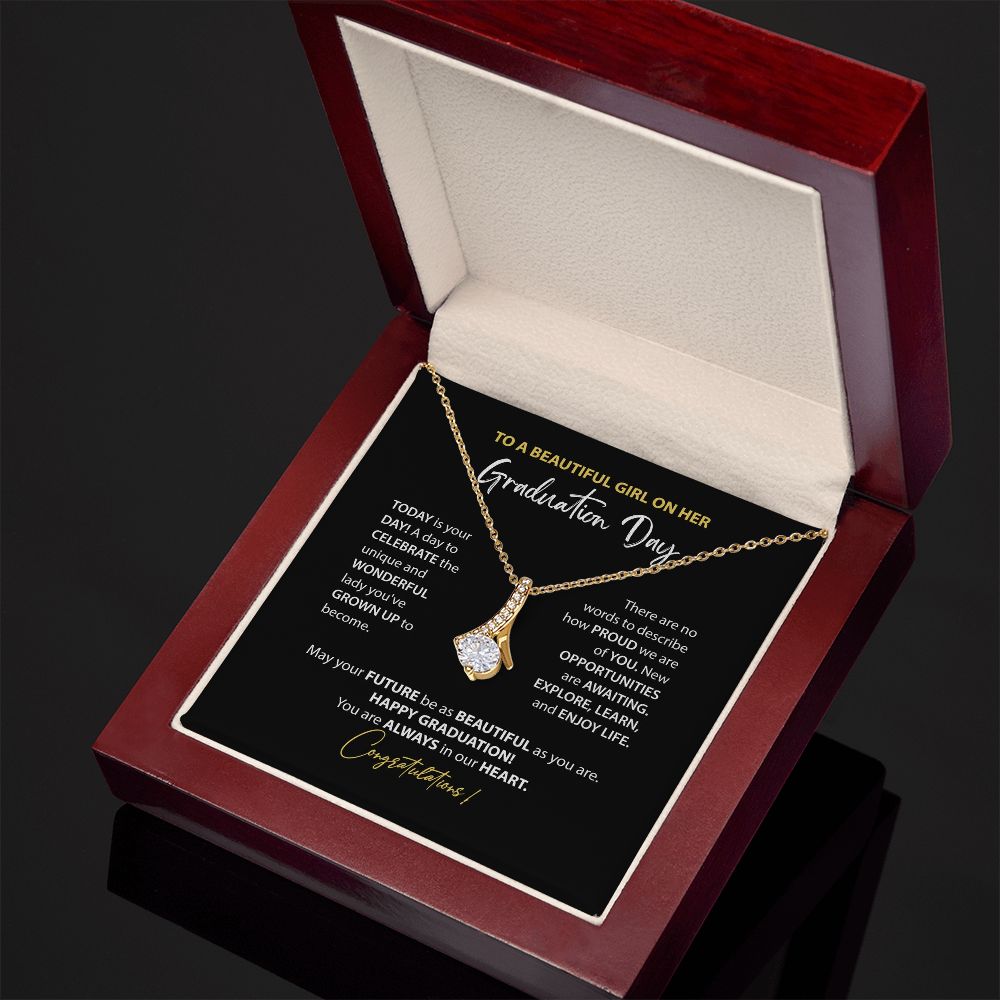 To a Beautiful Girl on Her Graduation Necklace in Gold and Silver, From Grandma, From Aunt, Best Friend, Congratulations Graduation Day ( Customization)