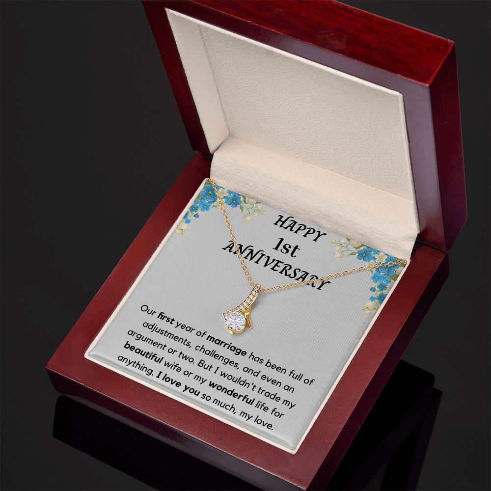 Happy 1st Anniversary - Unique tokens to mark a special occasion, Jewelry Card for Her, Best 1 Year Wedding Anniversary Gift Idea, Gift For Wife from Husband SNJW23-010310