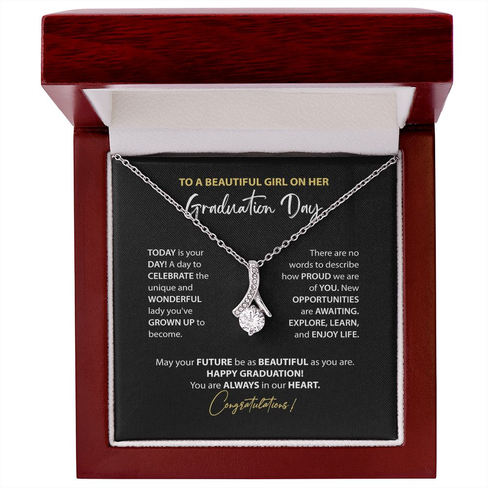 To a Beautiful Girl on Her Graduation Necklace in Gold and Silver, From Grandma, From Aunt, Best Friend, Congratulations Graduation Day ( Customization)