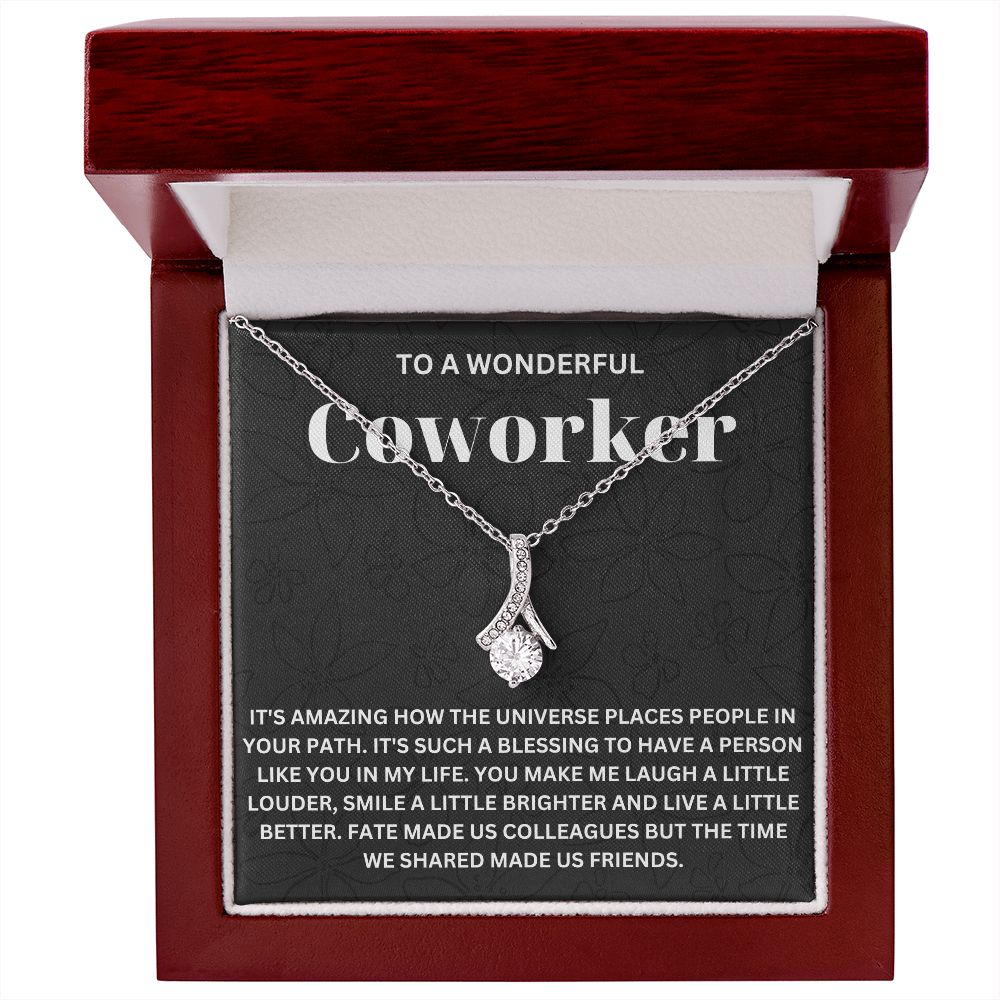 Personalized Coworker Leaving Gift for Women - Engraved Necklace with Meaningful Message