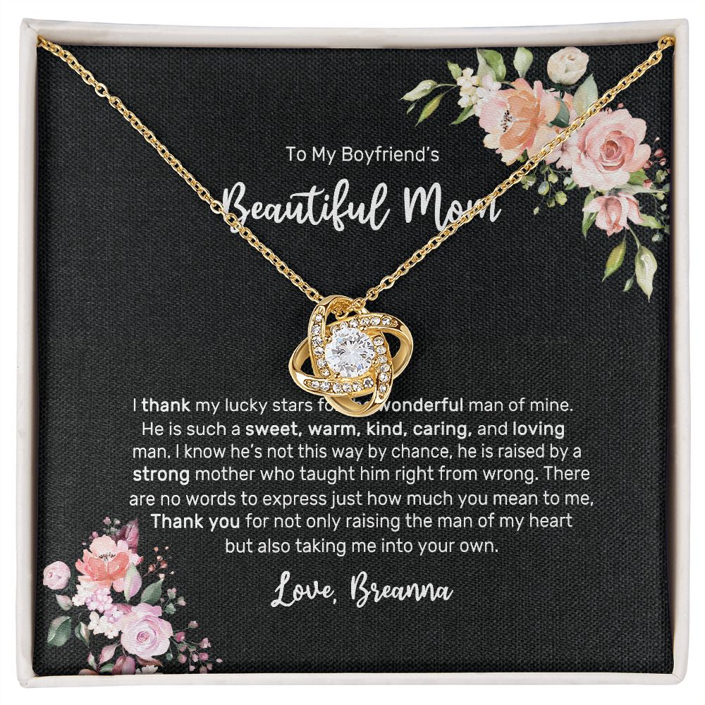 Boyfriend Mom Necklace,Gift for Boyfriend Mother,Birthday Gift,Christmas Gift,Mothers Day Gift for Boyfriends Mom Message Card Tt2411 (Breanna) 18K