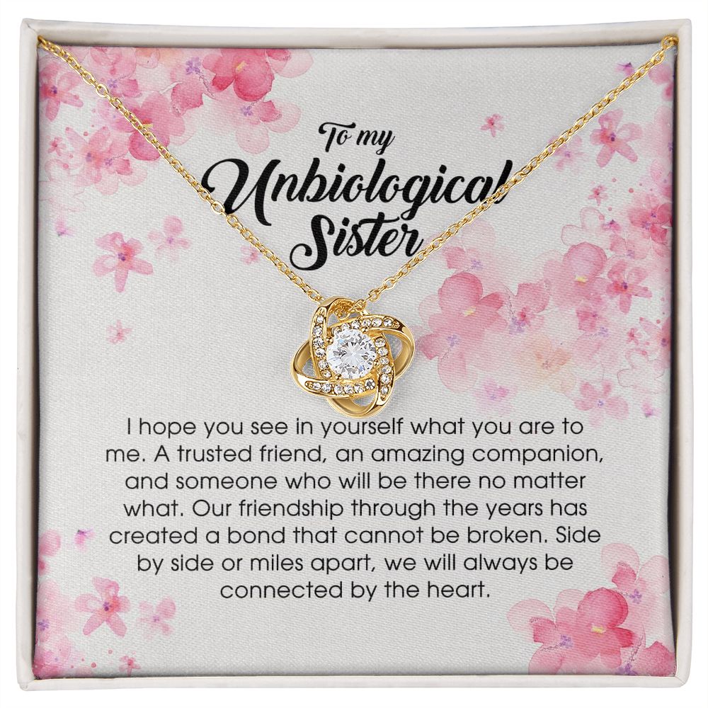 To My Unbiological Sister, Love Knot Necklace, B0BPN59ZGD