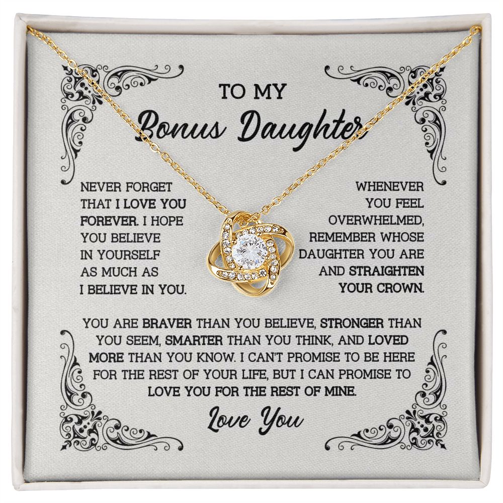 To My Bonus Daughter Necklace, Love Knot Necklace, Bonus Daughter Gift B0BNYDTPP1
