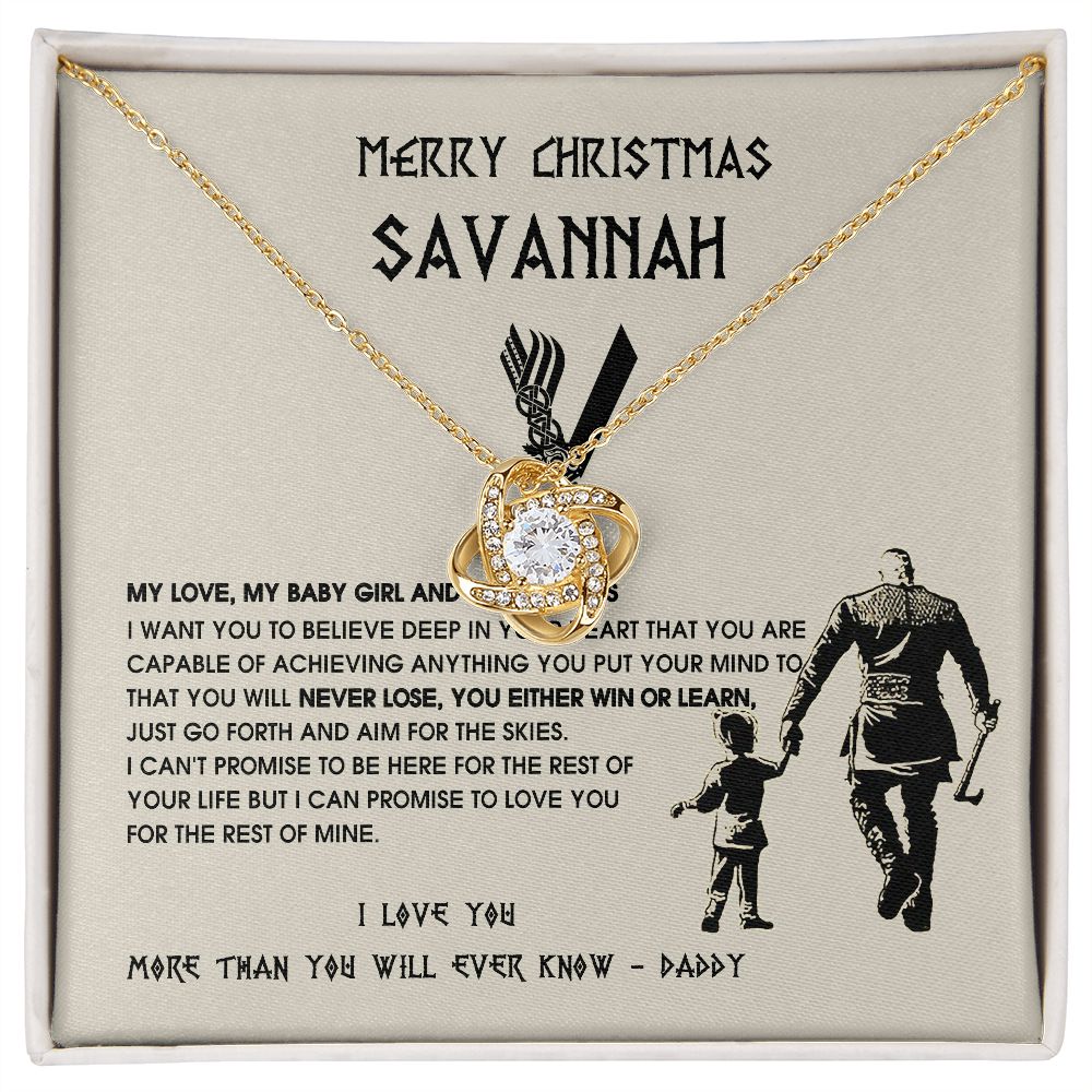 To My Daughter Savannah Necklace, Viking Jewelry For Daughter Birthday, Graduation, First Communion, Gift From Dad