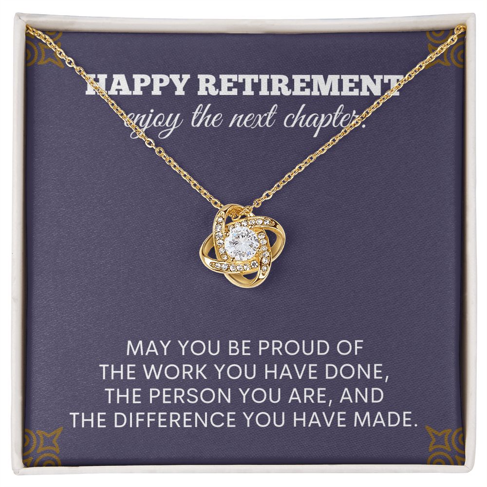 "Retire in style with our elegant retirement gifts for women necklace - the perfect way to commemorate a lifetime of achievements"