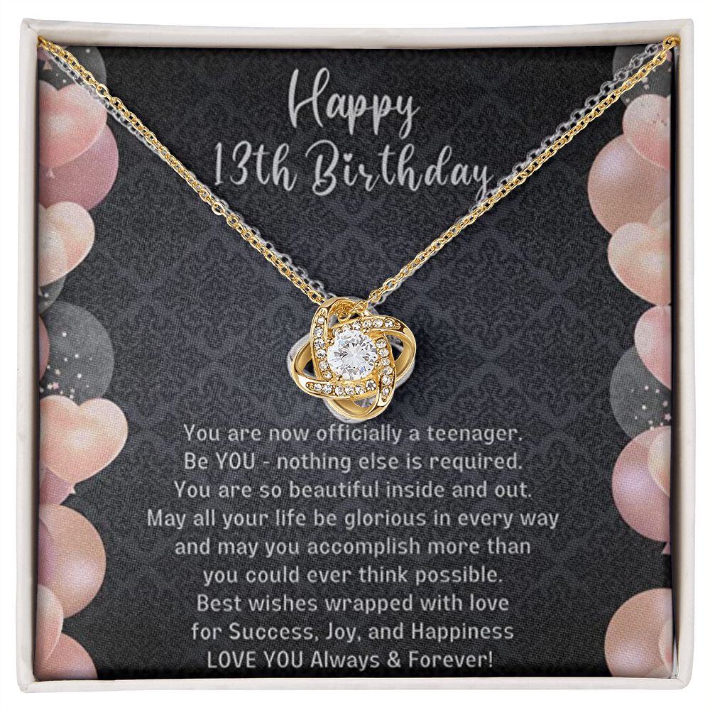 Birthday Gifts For Girls, Knot of Love White Gold Necklace With Meaningful Message, Birthday Gift Necklace Teenager