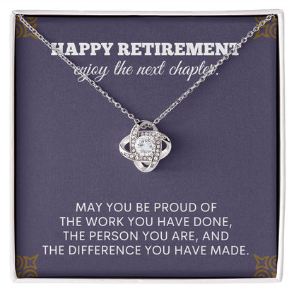 "Retire in style with our elegant retirement gifts for women necklace - the perfect way to commemorate a lifetime of achievements"