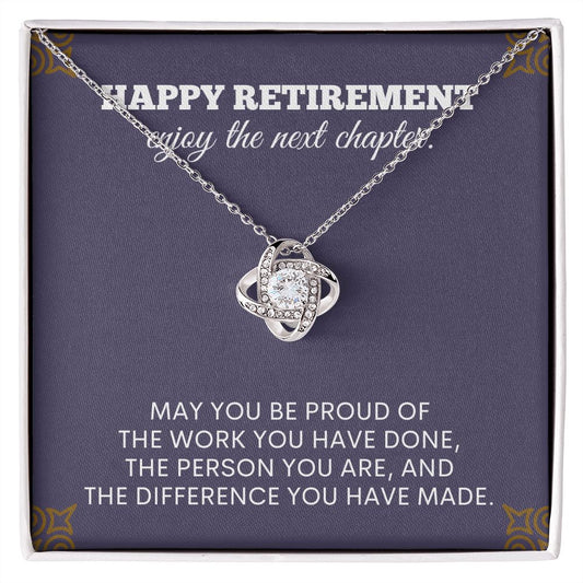 "Retire in style with our elegant retirement gifts for women necklace - the perfect way to commemorate a lifetime of achievements"