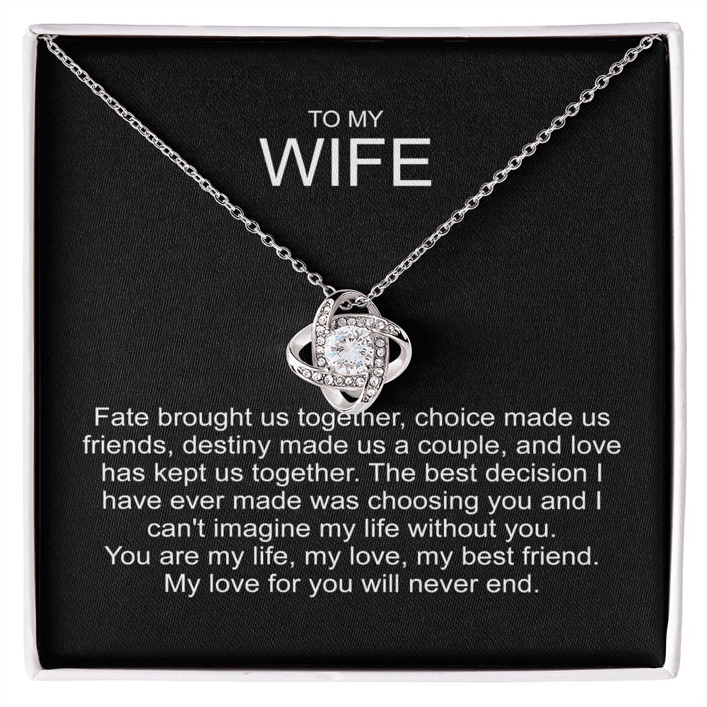 To my wife sterling silver love knot necklace 04127