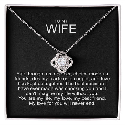 To my wife sterling silver love knot necklace 04127