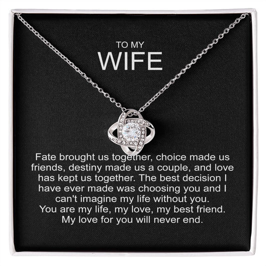 To my wife sterling silver love knot necklace 04127