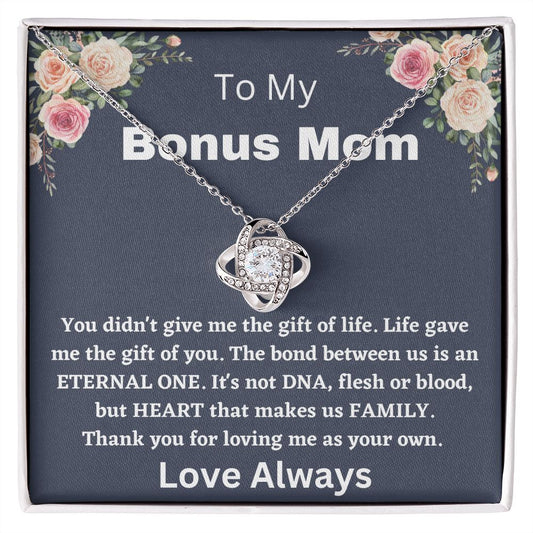 "Engraved Bonus Mom Necklace - Add a Special Message for Your Stepmother to Show Your Appreciation"