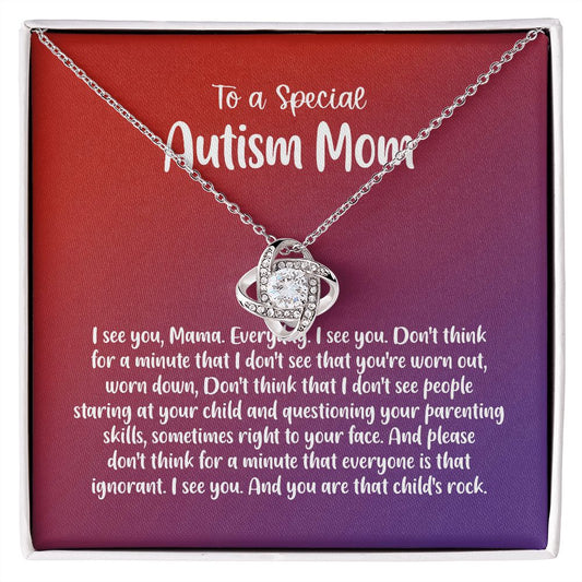 The Love Knot Necklace Autism Mom Gift, I See You, You Rock, Autism Mom Life AA-RMZS-37U9 B09QG36CRF