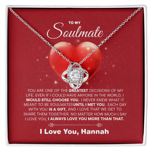Soulmate Necklace Gift With Hearts Poem Message Card, Soulmate, Gifts For Soulmate, Soulmate Birthday, Soulmate Anniversary, Girlfriend Gift JWSN110924 (Hannah)