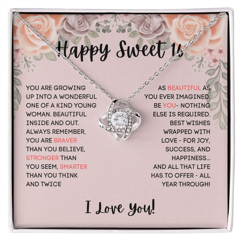 Sweet 16 Necklace - Celebrate Her Milestone Birthday with a Beautiful Gift, Love Knot, 16th Birthday Gift For Her, 16th Birthday Gift 210202