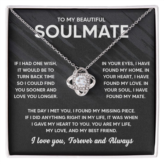 JWSHINEE To My Soulmate Necklace For Women 14K White Gold Plated Elegant Water Drop Gifts For Her