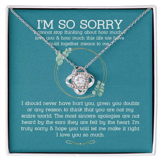 Apology Necklace For Her, Forgiveness Gift For Girlfriend, I'm Sorry Necklace Gift For Wife, 14k Love Knot, Unique Apology Gift For Her JWSN110625
