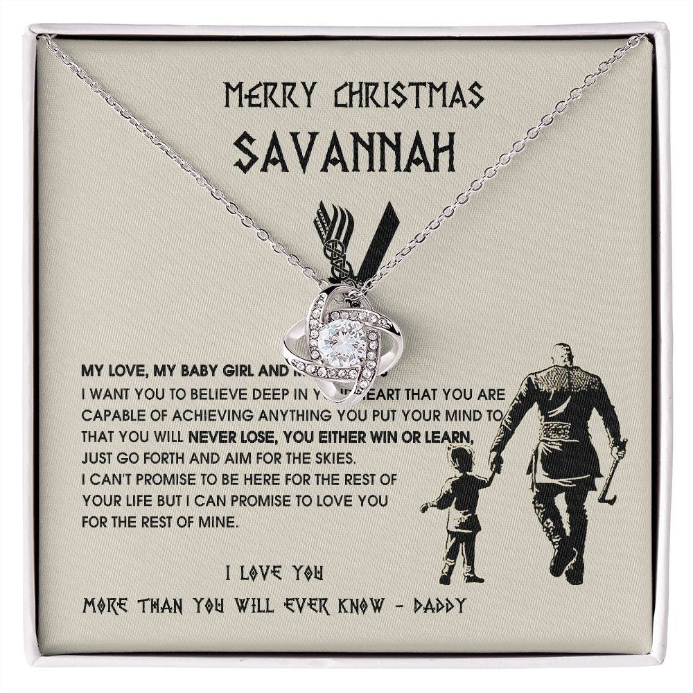 To My Daughter Savannah Necklace, Viking Jewelry For Daughter Birthday, Graduation, First Communion, Gift From Dad