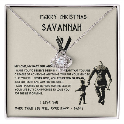 To My Daughter Savannah Necklace, Viking Jewelry For Daughter Birthday, Graduation, First Communion, Gift From Dad