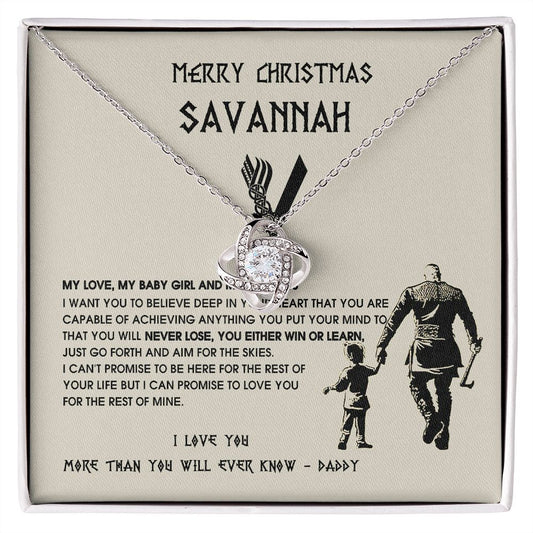 To My Daughter Savannah Necklace, Viking Jewelry For Daughter Birthday, Graduation, First Communion, Gift From Dad