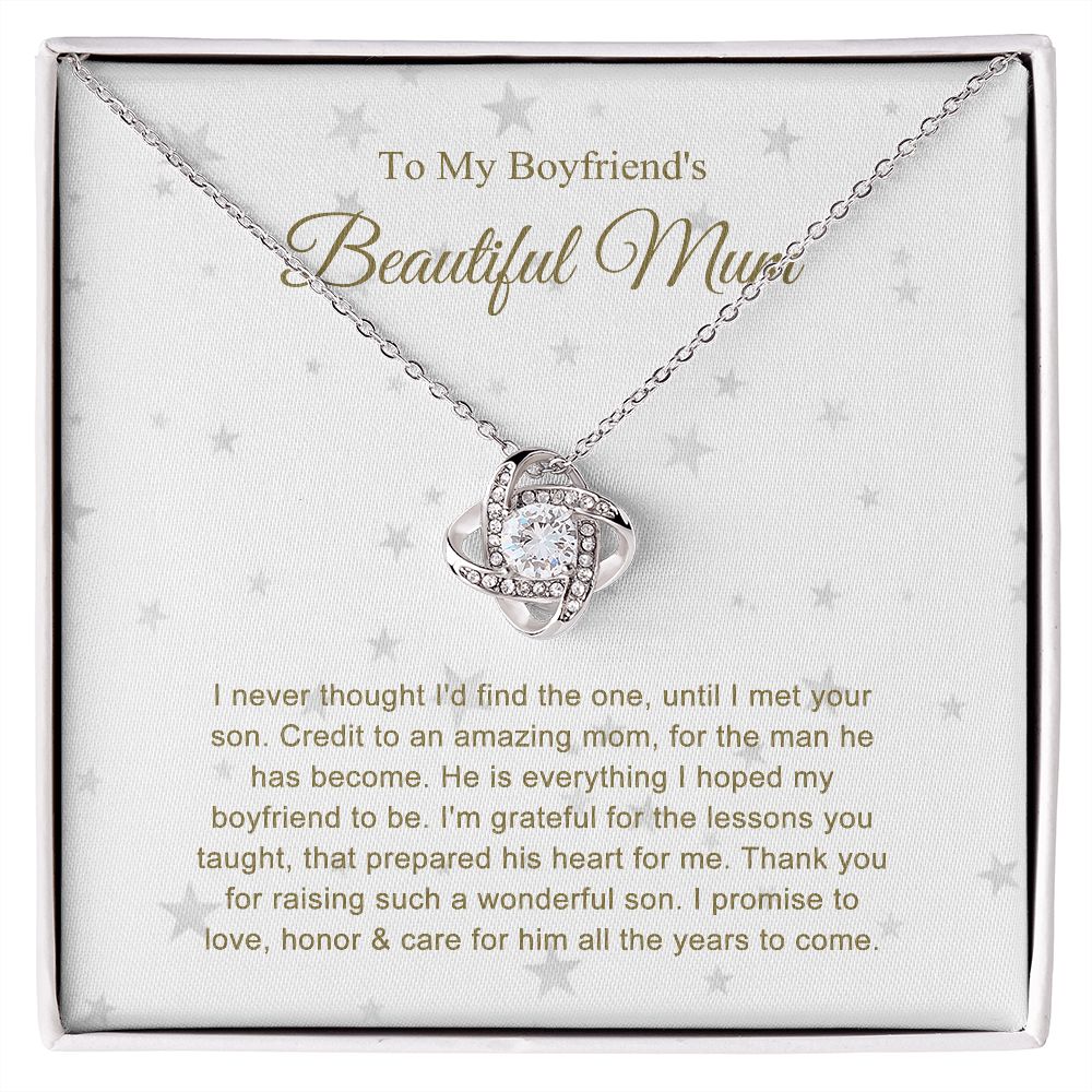 To my Boyfriend's Mum Lovely Knot Necklace B0BNXJBZY4