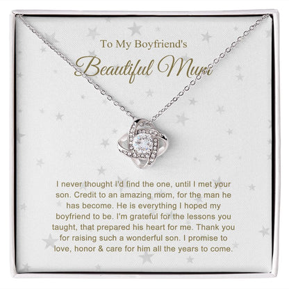 To my Boyfriend's Mum Lovely Knot Necklace B0BNXJBZY4