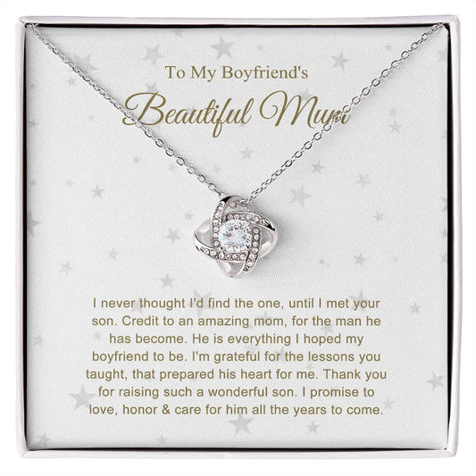 To my Boyfriend's Mum Lovely Knot Necklace B0BNXJBZY4