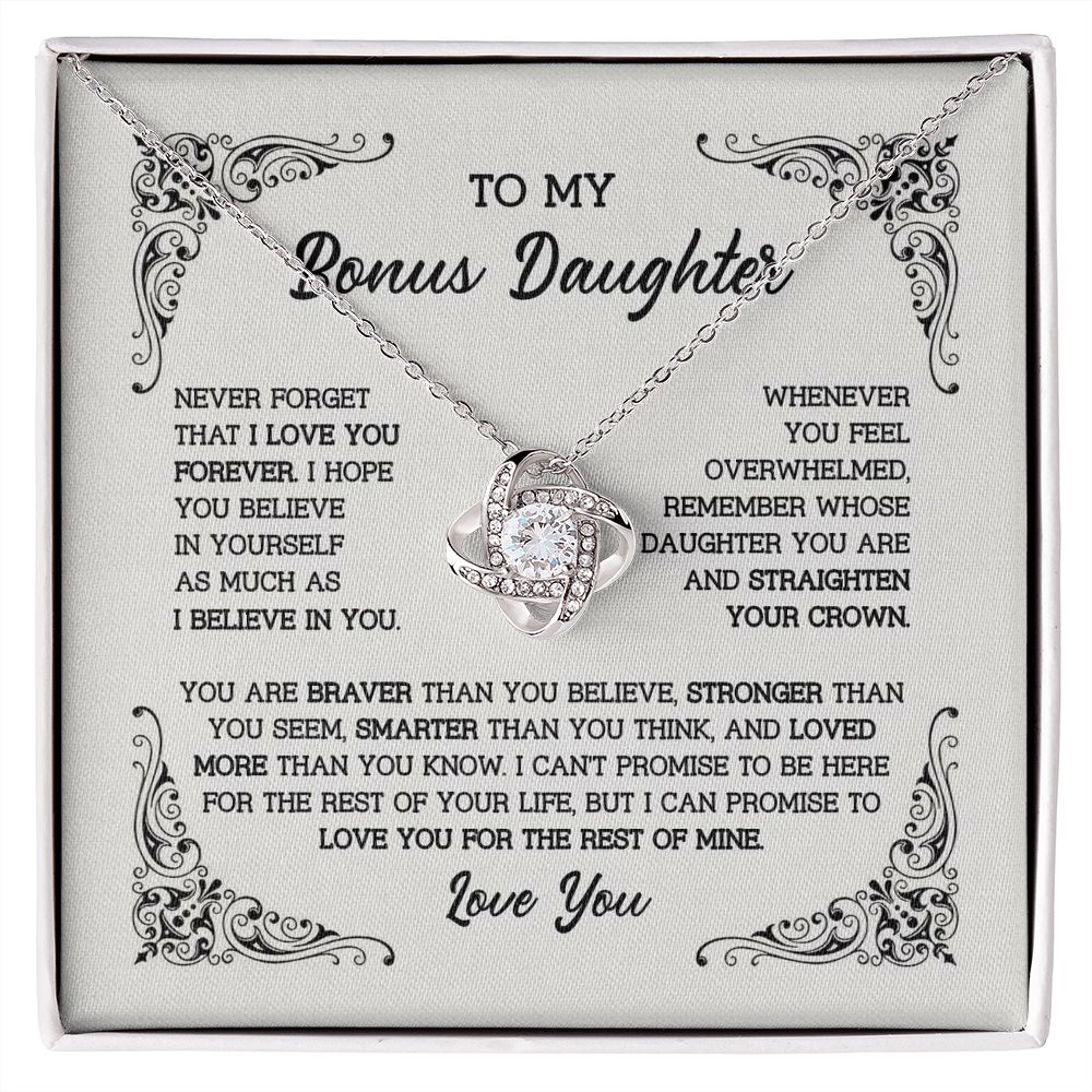 To My Bonus Daughter Necklace, Love Knot Necklace, Bonus Daughter Gift B0BNYDTPP1