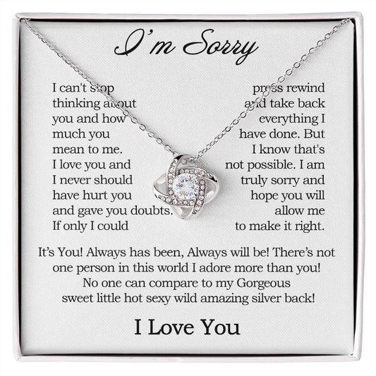 Apology Gift for Her, Love Knot Necklace, I'm Sorry Card, Forgiveness Gift, I'm Sorry Gift For Wife / Girlfriend, Gift To Say I am Sorry JWSN110626 (Custom 1312))