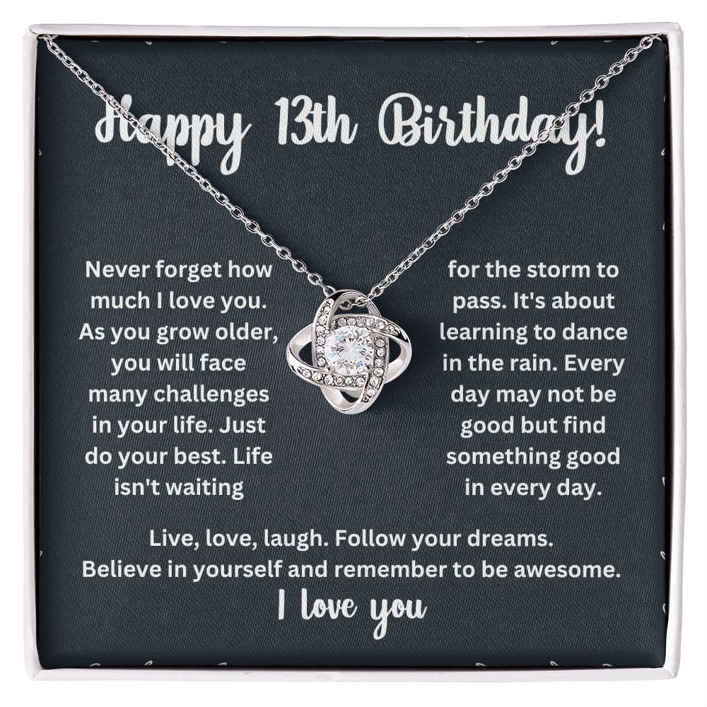 Personalized 13th Birthday Necklace with Unique Message Card for Girls - Meaningful Gift Idea