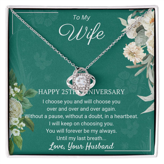 25th Anniversary - Timeless presents for parents,  25 Year Wedding Anniversary Necklace, Wedding Anniversary Jewelry SNJW23-010302