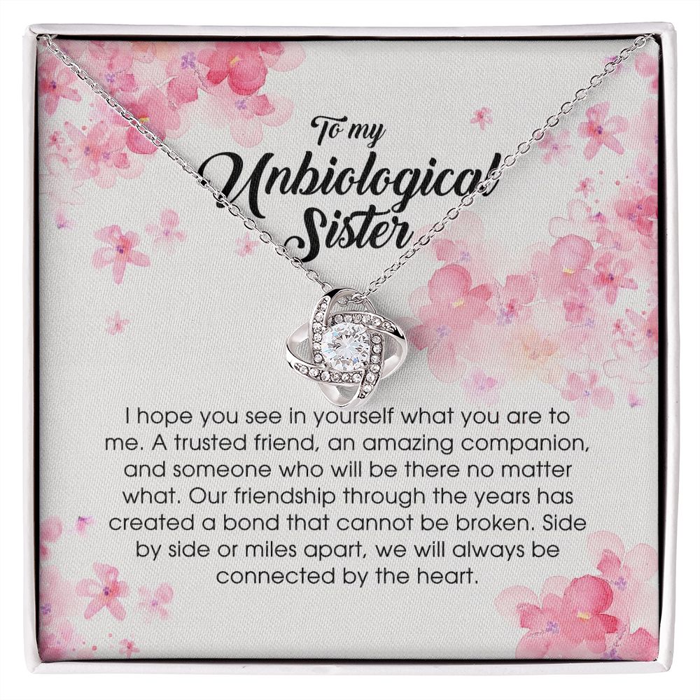 To My Unbiological Sister, Love Knot Necklace, B0BPN59ZGD