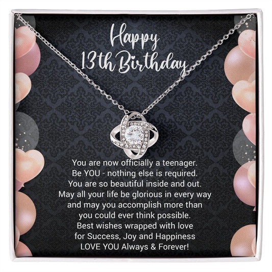 Birthday Gifts For Girls, Knot of Love White Gold Necklace With Meaningful Message, Birthday Gift Necklace Teenager 2