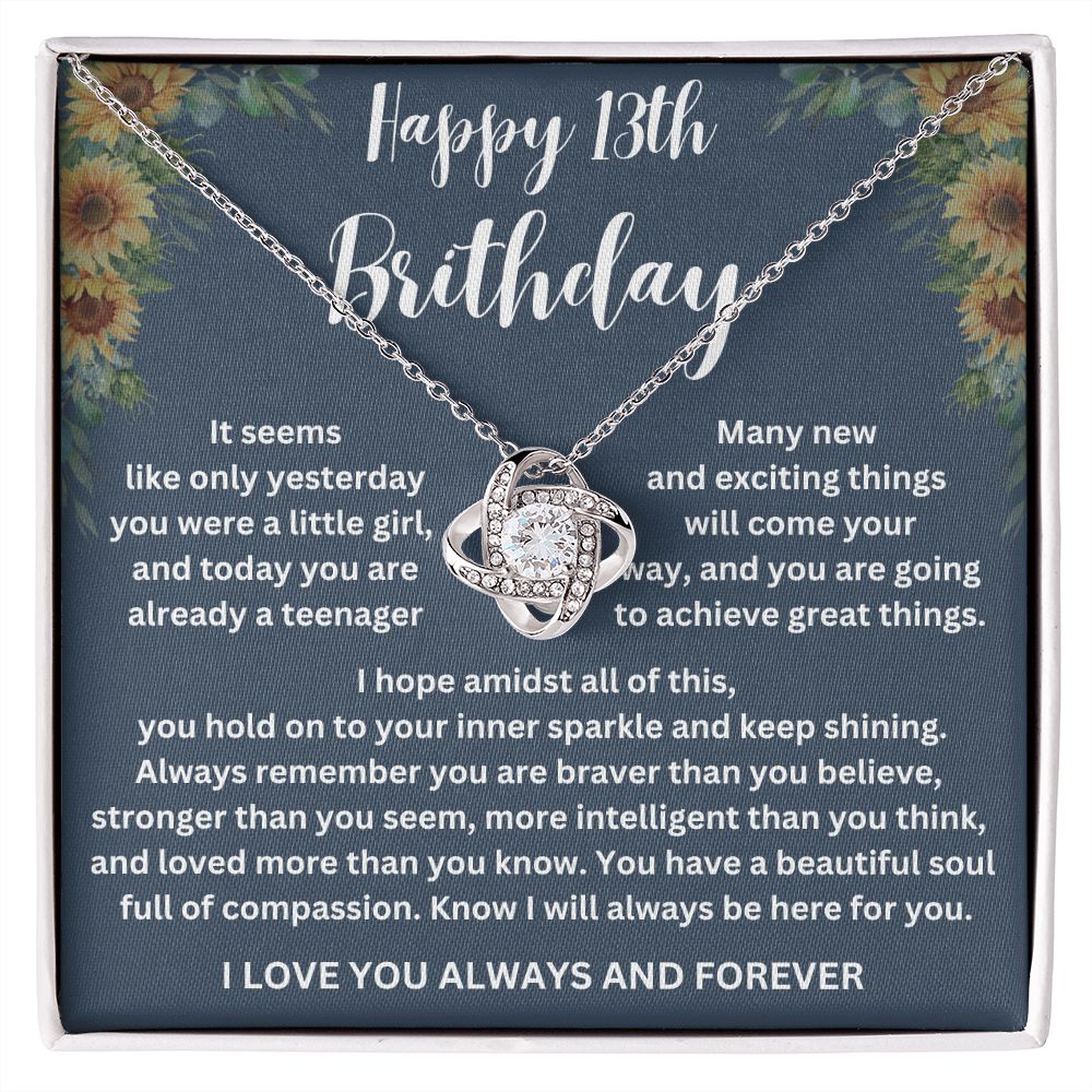 Girls' 13th Birthday Necklace with Custom Name and Message Card - Thoughtful Gift Idea
